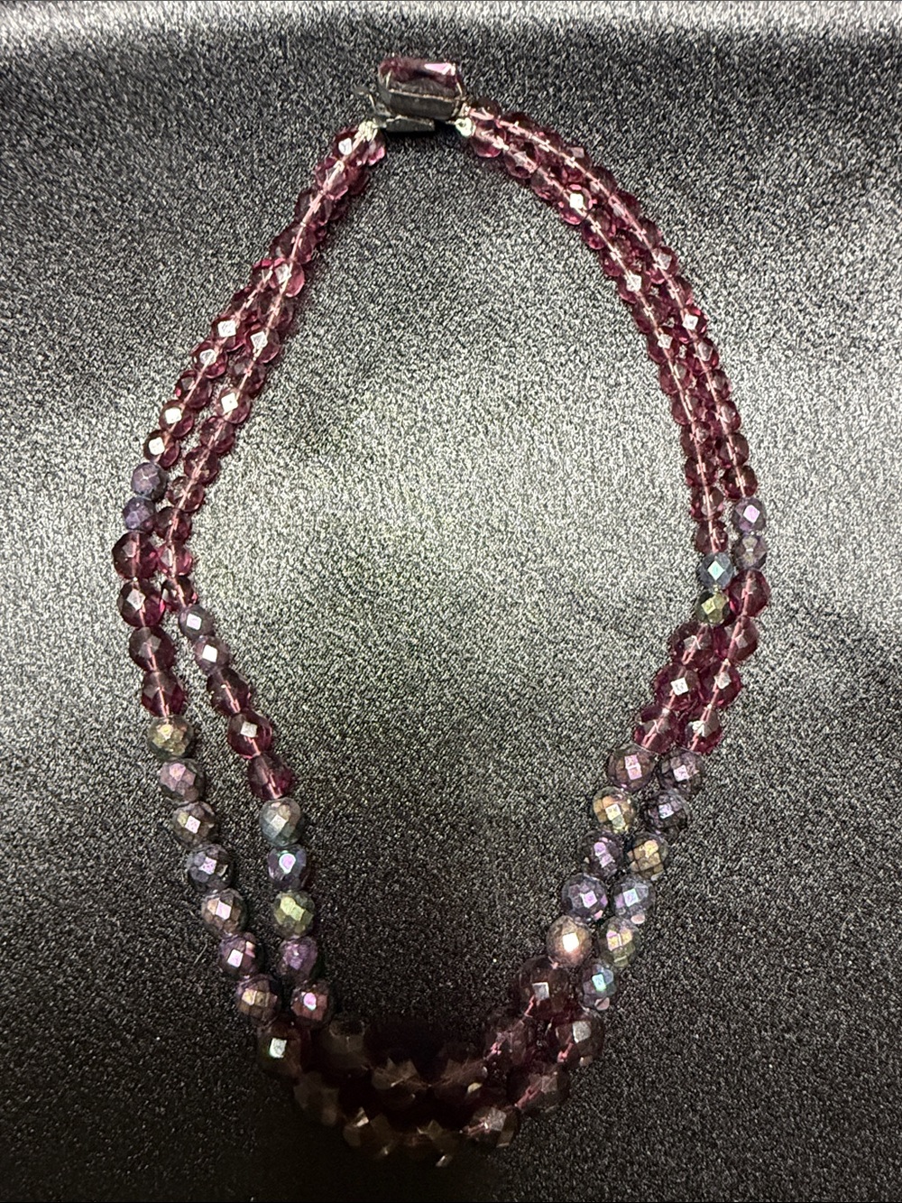 Elegant Purple Beaded Multi-Strand Necklace -Vintage